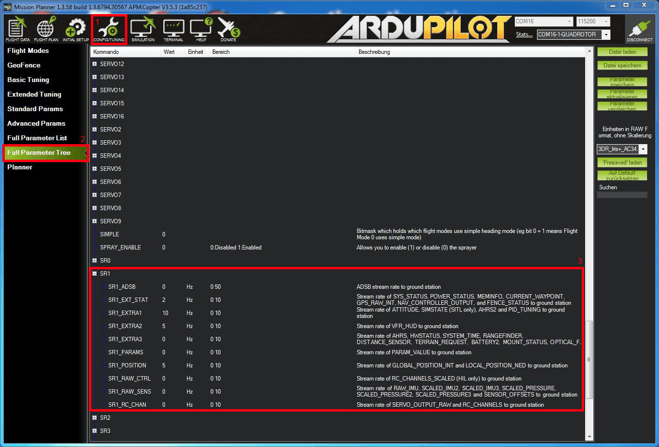Where to find the stream rate settings